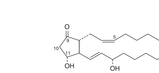 Prostaglandin Eβ β note the cyclopentane ring, the mark of a prostaglandin